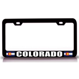 Customola - Colorado Bottom Flag State Flag Steel Metal License Plate Frame Bl