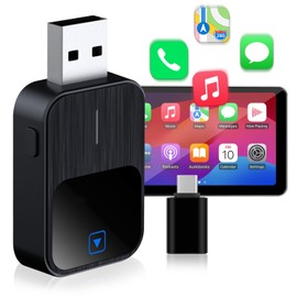 CarPlay Inalambrico y Android Auto 2 en 1 Bluetooth 5.1/WIFI,Adaptador USB Carplay con Función de Reinicio,Convierte Adaptador Cableado en inalámbrico Carplay /Android Auto para Automóviles 2016+