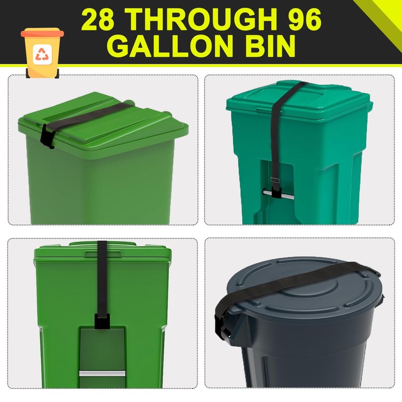 GripHandle Metal Double-Claw Trash Can Lid Lock Strap for Animals,Bungee