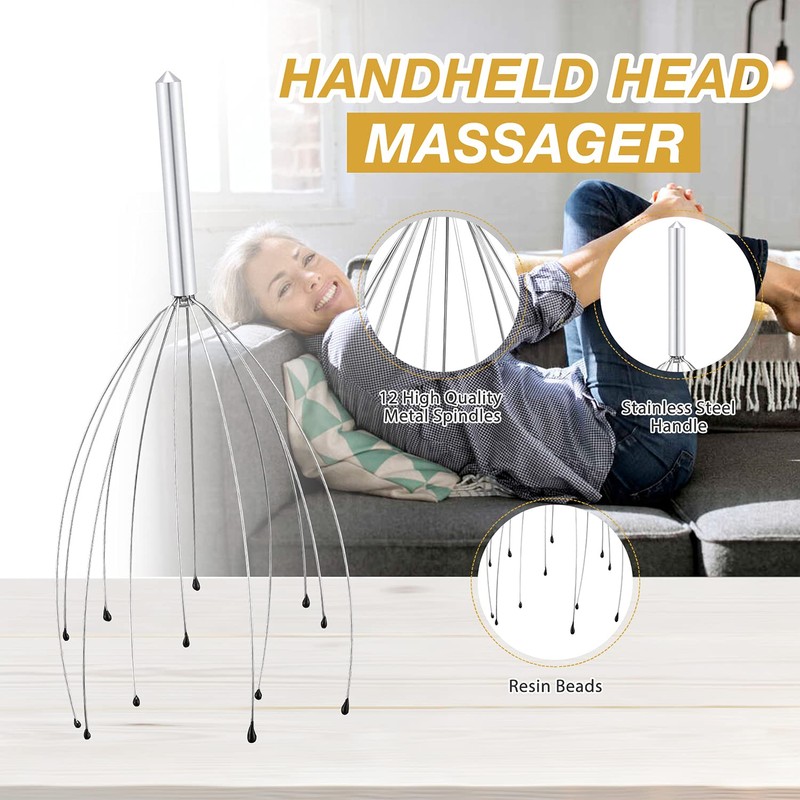 Sancheay Head Massager, Manual Scalp Head Scratcher, Handheld Scalp Massager