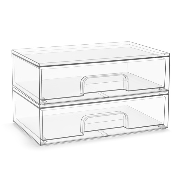 Sorbus Acrylic Storage Containers - 2 Pack, Stackable Storage Bins
