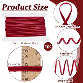 NBEADS 50 Yards Velvet Ribbon, 1/4 Inch Single Face Velvet Ribbons Roll Vintage Satin Ribbon Velvet Fabric Ribbon Trim for Wedding Gift Wrapping Hair Bows Home Decoration, Dark Red