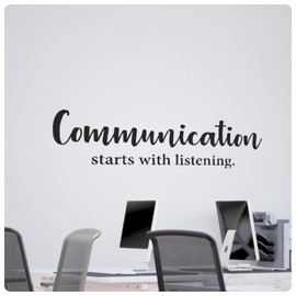 My Vinyl Story Communication Starts with Listening Wall Decal Sticker Inspirational Motivational Quote for Office Decor Wall Art Vinyl School Classroom Therapist Counseling Words and Saying