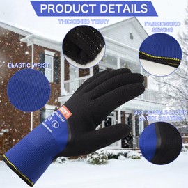LOCCEF 2 Pairs Winter Work Gloves for Men and Women, Freezer Gloves for Work Below Zero, Thermal Insulated, Super Grip (Blue, 11/XXL)
