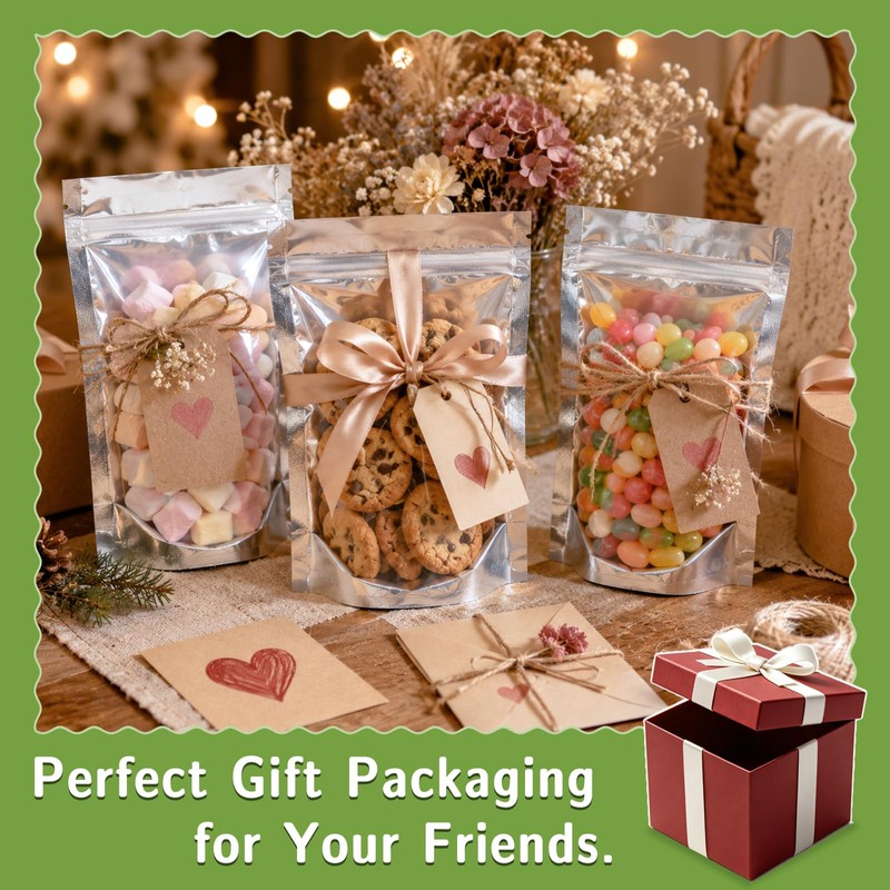 200Pcs Mylar Bags with Window 10"x14"Resealable Stand Up Mylar Bag