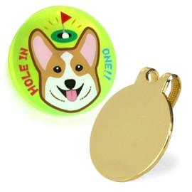 NARUSA Corgi Golf Marker, Yellow Green, Fluorescent Acrylic, 1.2 inches (3 cm), Base Included, Welsh Corgi Golf Ball Marker, Easy to Find Golf Ball Marker, Cute, Dog, Cute, Gift, Gift, Made in Japan