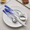 DINYWOW 20-Pieces Color Silverware Sets for 4,Blue and white Handle