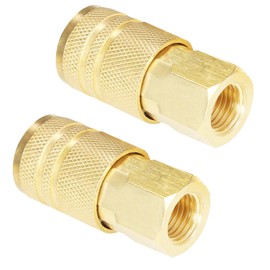 Qolekog Air Hose Fittings Brass Industrial Coupler 1/4-inch NPT Female Thread Compressor Quick Connect Fittings For Professional Jobsites and Automotive Shops I/M Style 2 Piece