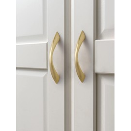 JIASENBAO Brushed Gold Cabinet Pulls 3 Inch Arch Twisted Brass Handles Drawer Kitchen Cupboard Bathroom Dresser Cabinet Hardware Zinc Alloy 5 Pack