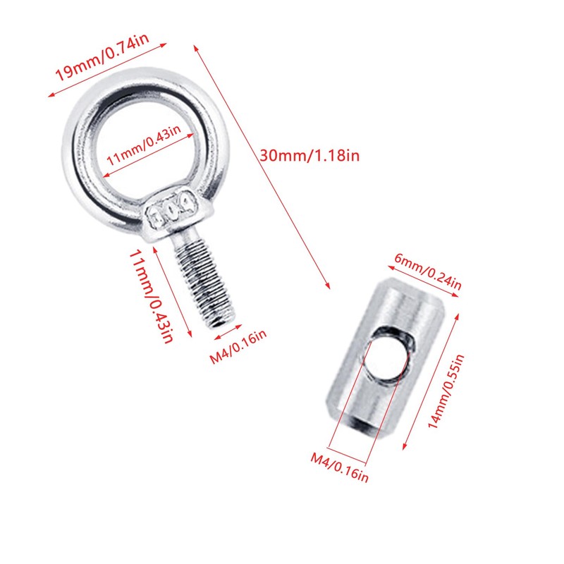 UtySty 5 Pack Vehicle Awning Hook Rings 304 Stainless Steel