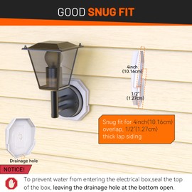 Vinyl Siding Mounting Blocks, Siding Mounting Plate for Outdoor Light, 130110006001 Octagon Kit for 1/2 inch Lap Double and 4 inch Height, White 1 Pack