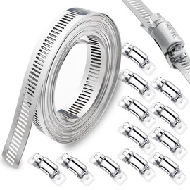 SHSMPXOY Hose Clips 12Pcs, 5m/16.4ft Stainless Steel Large Jubilee Clips Adjustable Hose Clamp Pipe Clips Pipe Clamp for Pipe, Plumbing, Tube and Fuel Line
