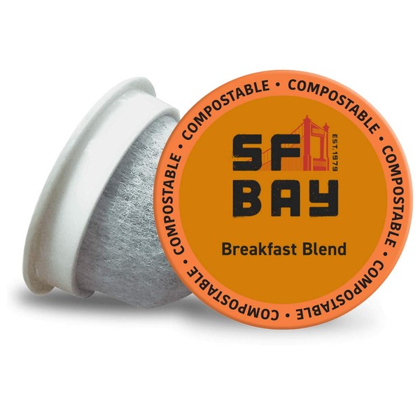SF Bay Coffee Breakfast Blend 12 Ct Medium Roast Compostable Coffee Pods, K Cup Compatible including Keurig 2.0