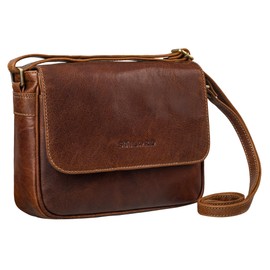 STILORD 'Elina' Stilvolle Umhängetasche Damen Leder Vintage Handtasche Klein Crossbody Bag für Frauen Ledertasche zum Ausgehen Damenhandtasche Echtleder, Farbe:cannes - braun