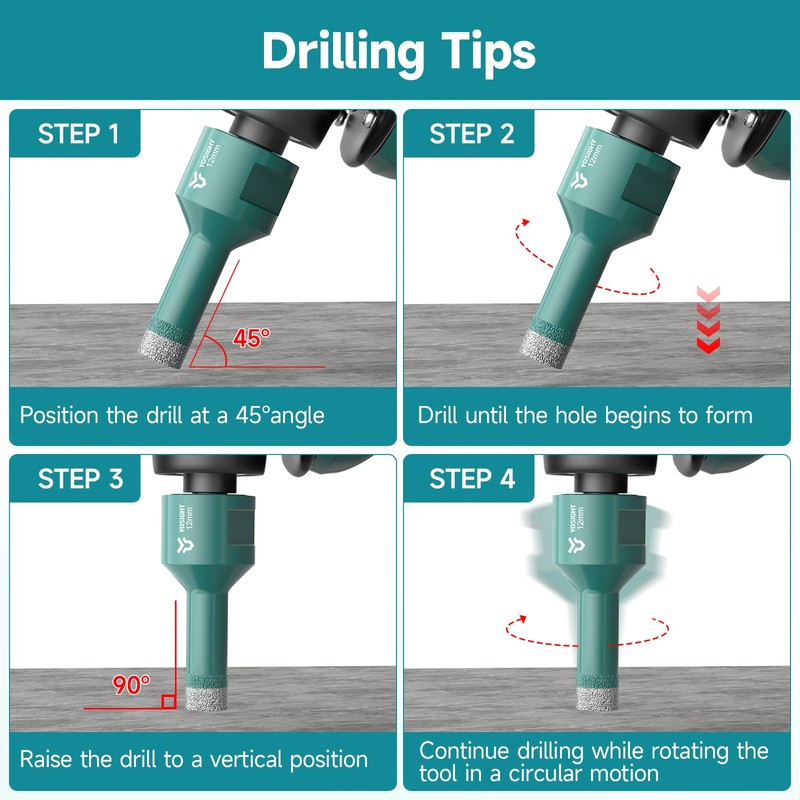 1/2 Inch (12mm) Diamond Hole Saw for Porcelain Tile &