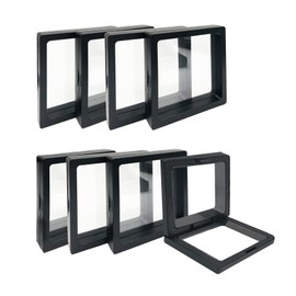 Eterspr Pack of 8 3D Floating Display Cabinets, Jewellery Organiser Floating for Display Box, with Base Holder, for Jewellery Display (Black)