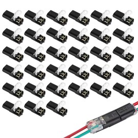 Wshxjzyay 200 Pack Double Wire Plug in Connector, Low Voltage Wire Connector with Locking Buckle, led Light Strip Connectors,Wires Connectors with No-Solder, for Strip Light (D-Type 2 Pin)