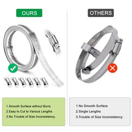 Hose Clamps, DIY 8.5 FT Metal Strap + 6 Fasteners, Hose Clamps Stainless Steel, Large Adjustable Hose Clamp Pipe Clamp for Pipe Automotive Mechanical Applications