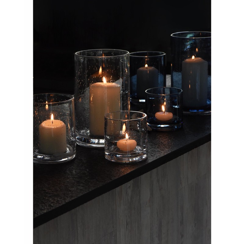 ARIAMOTION Hurricane Glass Candle Holders Set, Pillar Votive,Clear Seeded Bubbles