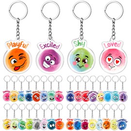 Sureio 40 Pcs Face Emotion Feelings Keychain Acrylic Funny Mood Keychain for Emotional Expression Cute Emotional Support Gifts for Coworkers Office Home School Supplies