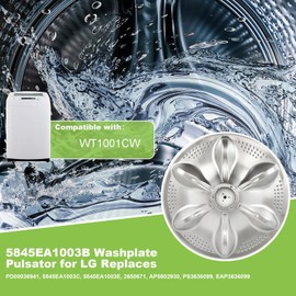 HLZDS 5845EA1003B Washplate Pulsator Assembly with 5006EA3009B Pulsator Cap and Screw fit for LG WT1001CW Washer, Replaces 5845EA1003C 5845EA1003E 2650671 Agitator Plate