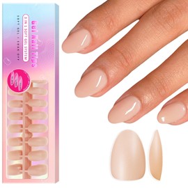 SXVME Gel Nail Tips Short Oval Press on Nails Soft Gel Nails Tips 300Pcs Pre Colored Natrual Nude Tips Press ons Soak Off Acrylic Fake Nails Extensions DIY