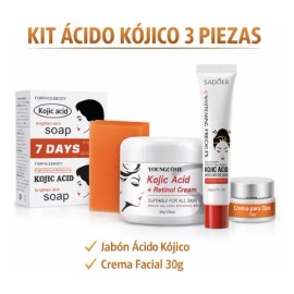 Kit Ácido Kojico 3 Pzas Jabón + Crema 30g +contorno Ojos 20g