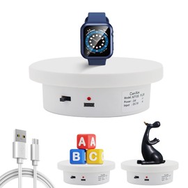 ComXim Rotating Display Stand 5.1in Diameter Load-Bearing 11lb Type-C Power Supply for Photography Product, Motorized Turntable for 3D Scanning, Display Shoes (13cm White)