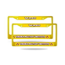 VMI Keydets (Set of 2) Yellow Painted Chrome Metal License Plate Frames