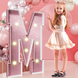imprsv Marquee Letters Rose-Gold 3FT: Rose Gold Party Decor - Light Up Letter M Large 3 Feet Tall - Party Decorations Letter for Marry Me Wedding Proposal