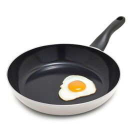 Lumenflon Deco 11” Nonstick Frying Pan Skillet, Made in Italy, Diamond Ceramic PFAS-Free, Dishwasher & Metal Utensil Safe, Durable Gloss Enamel Finish, Stay-Cool Handle, High Walls-Extra Room, Taupe