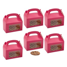 Fun Express 6" x 7" Bulk 48 Pieces Pink Cardstock Treat Boxes with Display Window