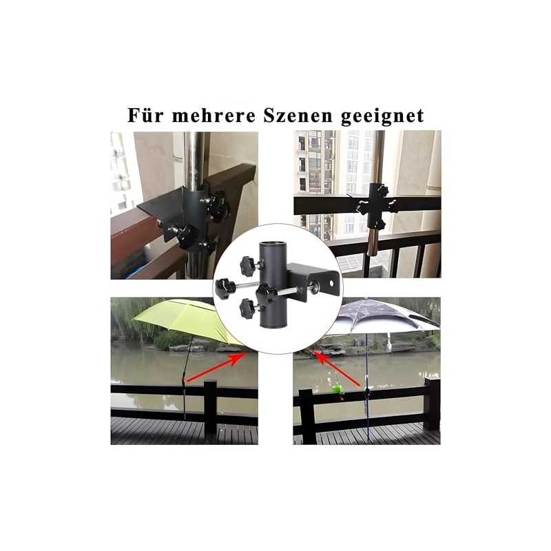 Parasol Holder Balcony Railing with Hooks, Diameter 25-38 mm Balcony