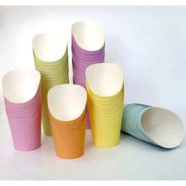 Colored Charcuterie Cups 14oz | French Fries, Popcorn, Candy, Appetizers. Pack of 50 Disposable Paper Snack Cups (Dark Blue)