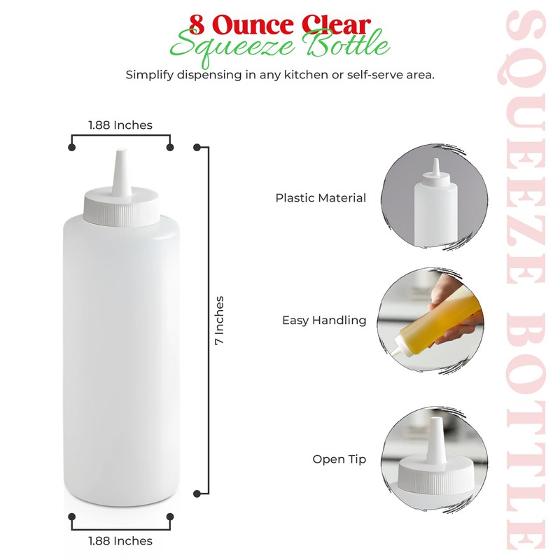 OCS Parts 8 Ounce Clear Squeeze Bottle | Easy to