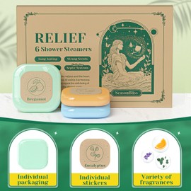 SeasonBliss Shower Steamers, 6 Pack Set Shower Bombs Tablets in Presents Box with 6 Fragrances with Shea Butter for Self-Care & Relaxation, Personal Care, Mother's Day and Birthday Presents