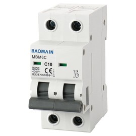 Baomain Disyuntor en miniatura DZ47-63 C10 AC 230V 400V 10Amp 2 polos DIN montaje en riel