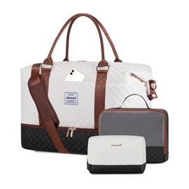 LOVEVOOK Travel Weekender Bag for Women, Carry on Overnight Bag with Shoe Compartment, Travel Duffle Bag Women, Yoga Gym Duffel Bag with Wet Pocket, Hospital Bags for Labor and Delivery, 3 Pcs Set