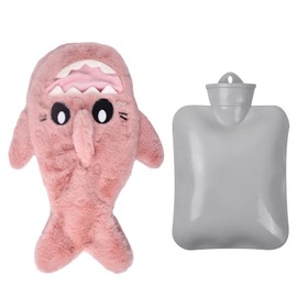 Volumoon Cute Plush Hot Water Bag Bottle, Mini Hot Water Bottle, Hot Water Bottle Children, Plush Hot Water Bottle with Cute Pattern, for Stomach, Neck, Shoulder, Back, Legs (Blue)