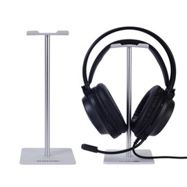 VireoCradle Headphone Stand for Desk - Universal Aluminum Headset Holder with ABS Base and Flexible Headphone Hook for Gaming - Ideal for Office, Home and Gaming Setup (White)
