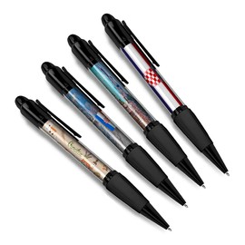 DV DESIGN Set of 4 Croatia Black Ballpoint Pens - Croatian Flag City Map Country Holiday Travel Friends Boys Girls Men Women Theme Pen #79532