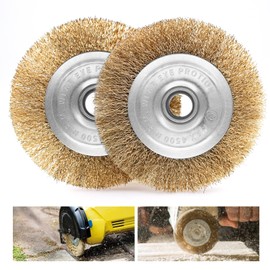 Piuluvor® Set of 2 Brass Brush Weedbrush Joint Brush Compatible with Majority Wire Brush Joint Scraper Weed Brush Replacement Brushes Brass Brush for Rust Removal, Polishing, Weeding