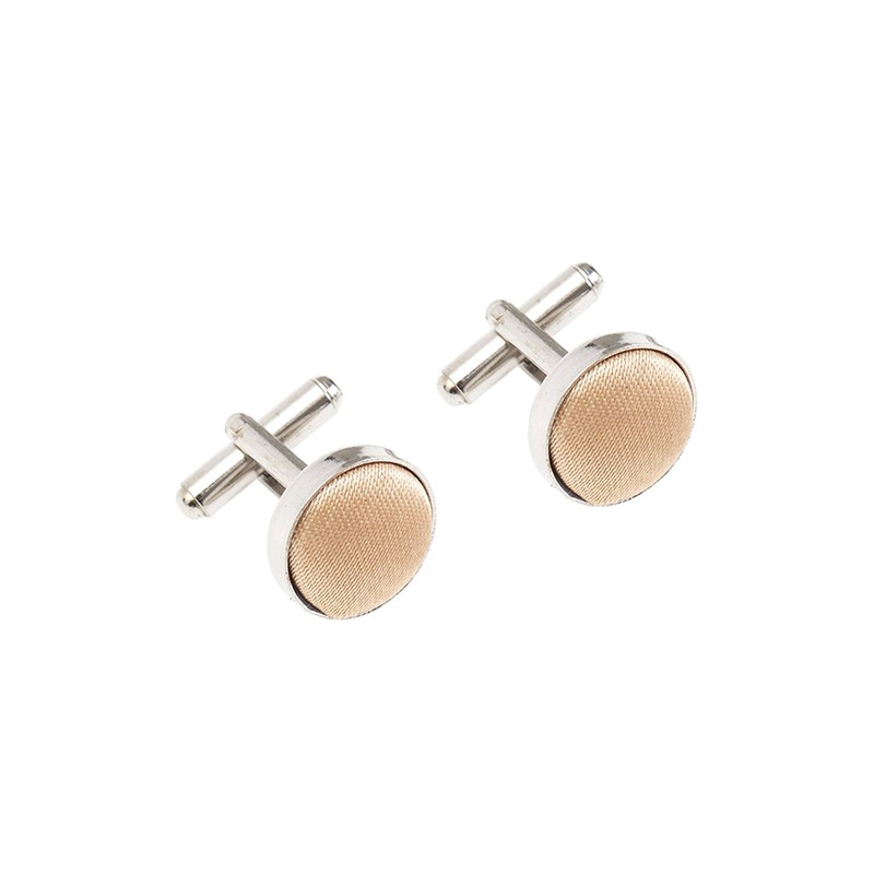 Plain Satin Solid Colour Classic Silver Metal Cufflinks (Copper Gold)
