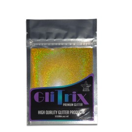 GLITRIX Micro Fine Holographic Glitter, 50g 1/256" Glitter Powder for Resin, Tumblers, Art Crafts, Hair, Face, Body, Makeup (Holo Yellow Gold)