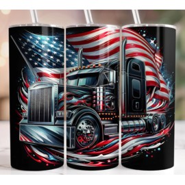 Handmade American Trucker 20 oz Stainless Steel Tumbler Handmade