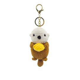 CHEZBABY Handmade Crochet Bag Charm Key Chain Car Keyring Charm Handbag Bag Purse Pendant for women(Otter)