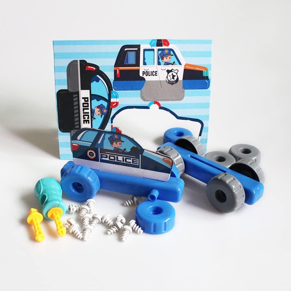 JAYSRIS Take Apart Police cars Toys Set with Dismantling Tools,