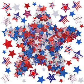 Whaline Patriotic Foam Stickers 4th of July Colorful Prints Stars Foam Decals Glitter Red Blue White Stars Self-Adhesive Stickers for Independence Day Party Decoration Scrapbook DIY Crafts, 350Pcs
