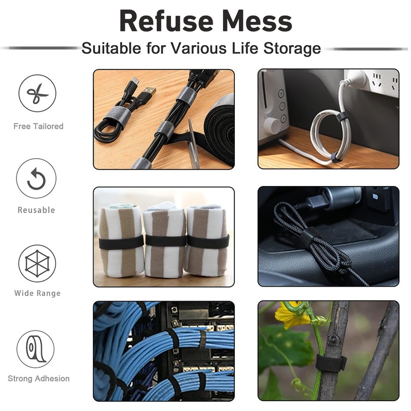25M 3/4 inch Fastening Cable Ties, Hitotsu Reusable Hook and