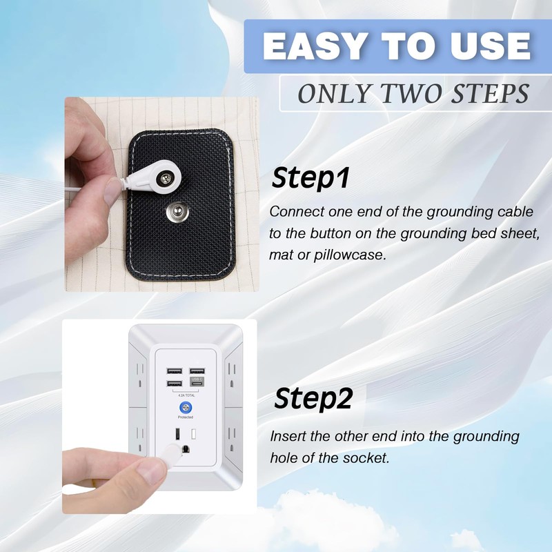 Grounding Bed Sheets King with 15ft Grounding Cable Conductive Grounding